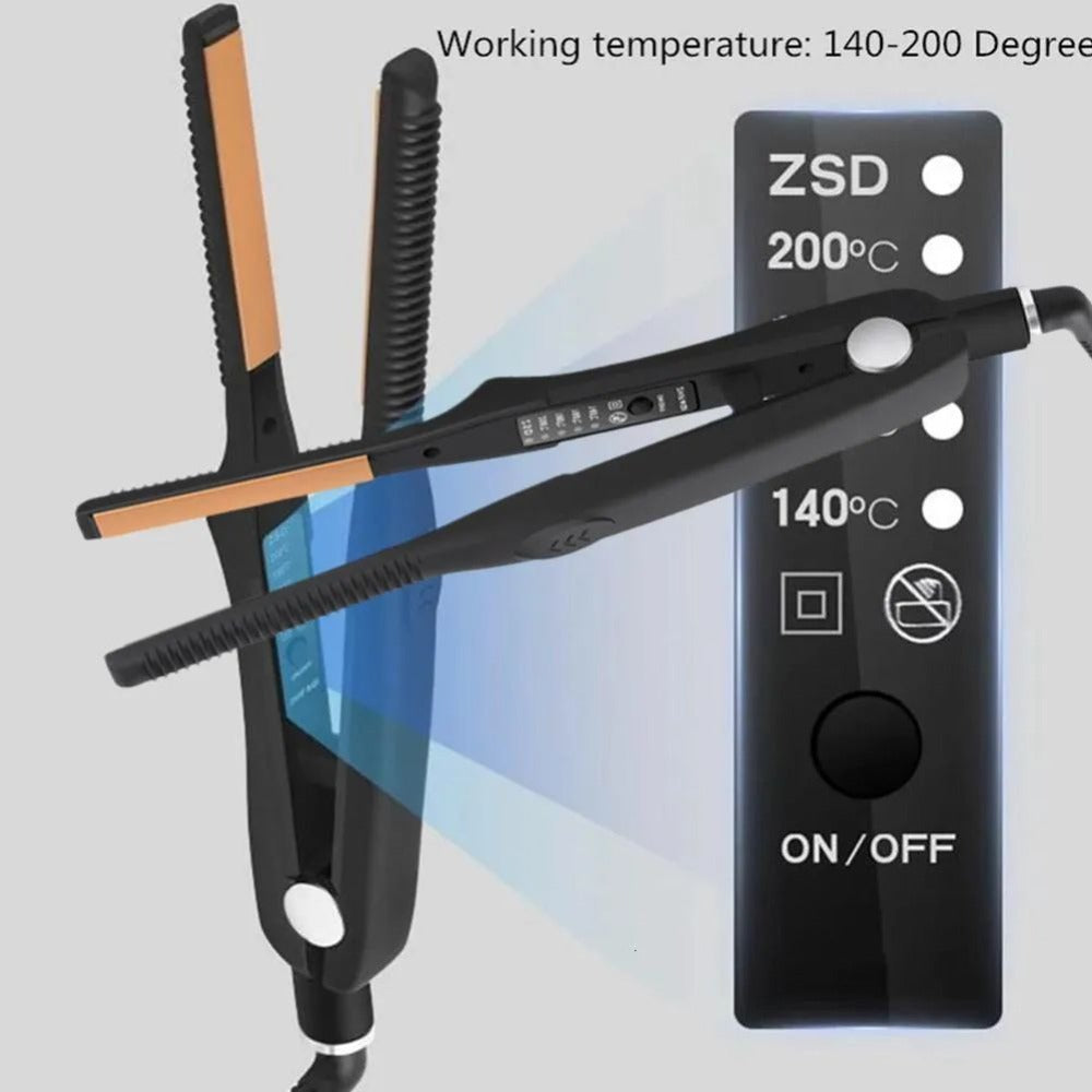 Root Crimper & Hair Straightener Curling Iron 2-in-1 with 4-Mode Adjustable Temp, Fast Heat-Up Wavy Hair Crimper Flat Iron for Women — Professional Salon & Home Travel Styling Tool, Black