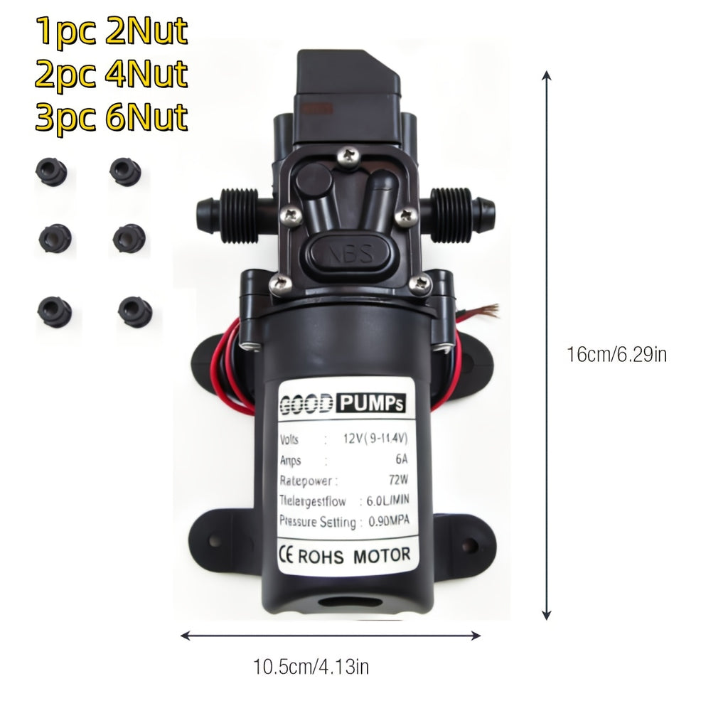 1/2/3pcs 12V Self Priming Sprayer, 130PSI High Pressure Portable Electric Water Pump, Durable ABS Material, for Camper Van, Car Wash, Tap Water Pressurization, Fish Tank, Bath, RV, And More, Without Battery