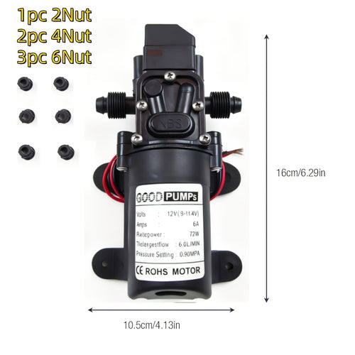 1/2/3pcs 12V Self Priming Sprayer, 130PSI High Pressure Portable Electric Water Pump, Durable ABS Material, for Camper Van, Car Wash, Tap Water Pressurization, Fish Tank, Bath, RV, And More, Without Battery