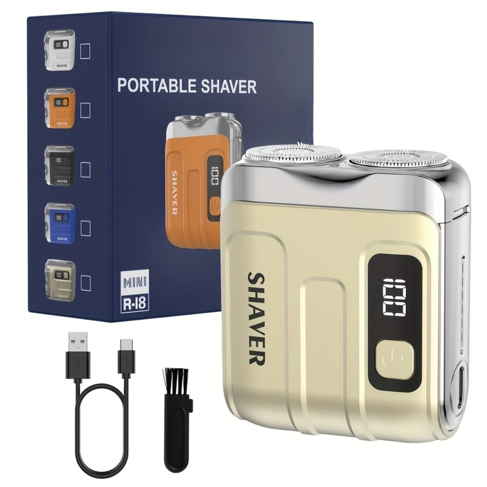 Mini Travel Shaver for Men Dual Floating Blade USB Rechargeable Compact Electric Razor with Digital Display Pocket Size Clean Shave Classic Black Gift for Him Holiday Christmas