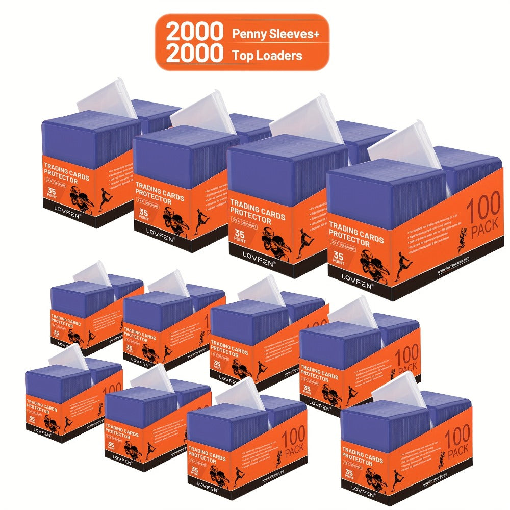 Trading Card Top Loaders 2000ct + 2000 Soft Sleeves – 3"x4" Hard Plastic Baseball Card Protectors, Fits Baseball, Football, Sports & TCG Cards, Bulk Card Storage Bundle