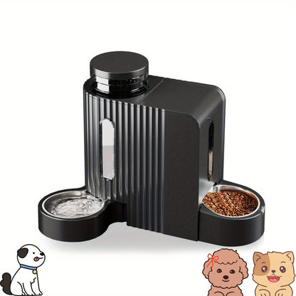 Gravity Dog Water Dispenser & Feeder 2-in-1 Set – 1.59 Gal Water + 5.73 lb Food, Automatic No-Electric Gravity Feeding Station with 304 Stainless Steel Bowl, Removable & Washable, for Small Medium Large Dogs All Life Stages