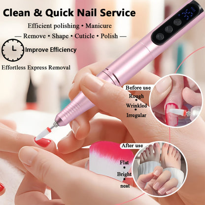 35000RPM Electric Nail Drill Rechargeable – Portable USB-Powered Low Noise Nail Efile for Manicure & Pedicure | Professional Cordless Nail Drill for Acrylic & Gel Nails, Gift for Women