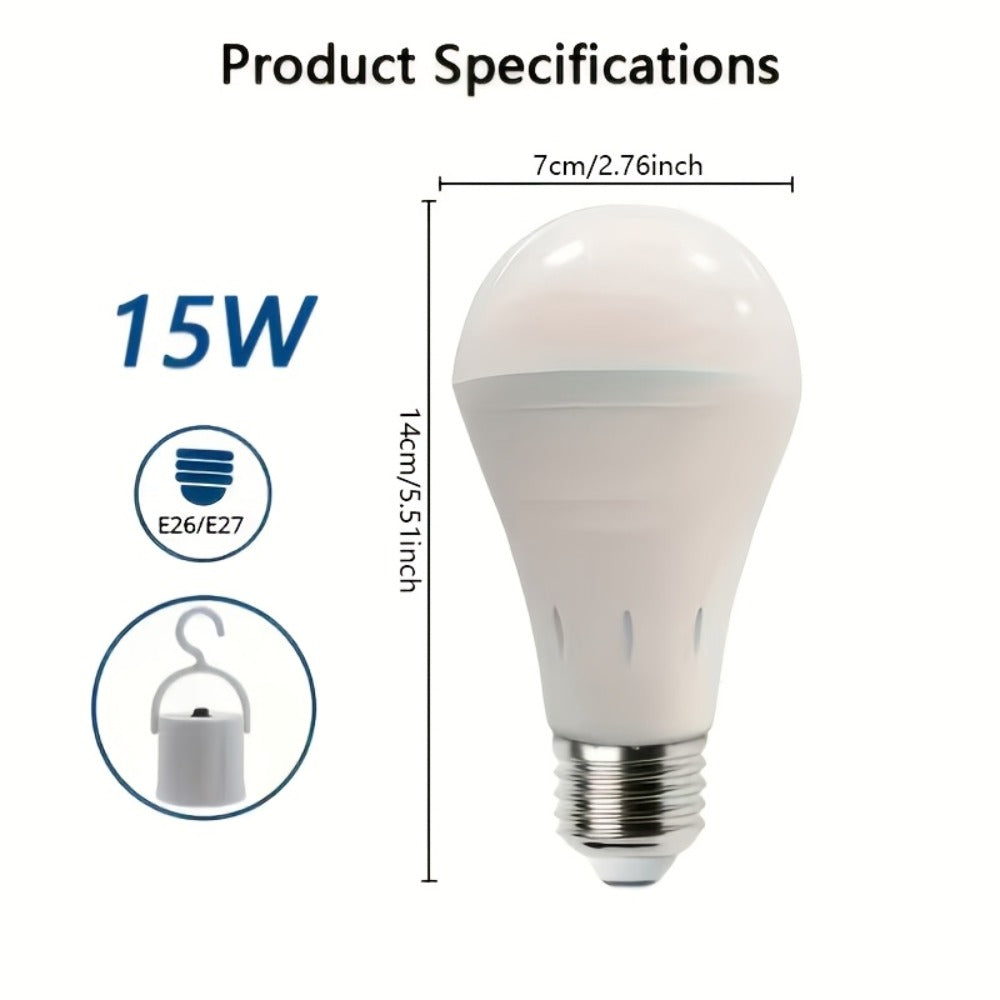 Emergency Light Bulb for Power Outages 2000mAh Rechargeable LED 6000K with Backup Battery – Auto-On Failure Detection, Hangable Emergency Lighting for Home Camping Power Failure, 4 8 12 Pack