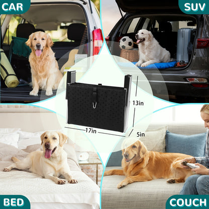 Dog Ramp for Cars Portable Folding Pet Stairs for SUV Trucks & Large Dogs - Non-Slip Surface Reinforced Steps Supports Up to 200 lb, 5-Step & 6-Step Lightweight Dog Car Ramp