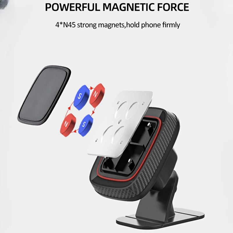 VUXS Powerful Magnet Phone Holder, Used for Dashboard, Rotatable Magnetic Phone Holder, Compatible with iPhone, Samsung And Other Phones, with 4 Metal Plates And 4 Reinforced Magnets, High-quality Magnetic Phone Holder