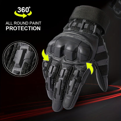 Tactical Full Finger Gloves with Touchscreen Compatibility – Camouflage Motorcycle Riding Gloves for Men Women, Anti-Slip Wear-Resistant, Outdoor Hiking Camping Hunting Shooting Cycling