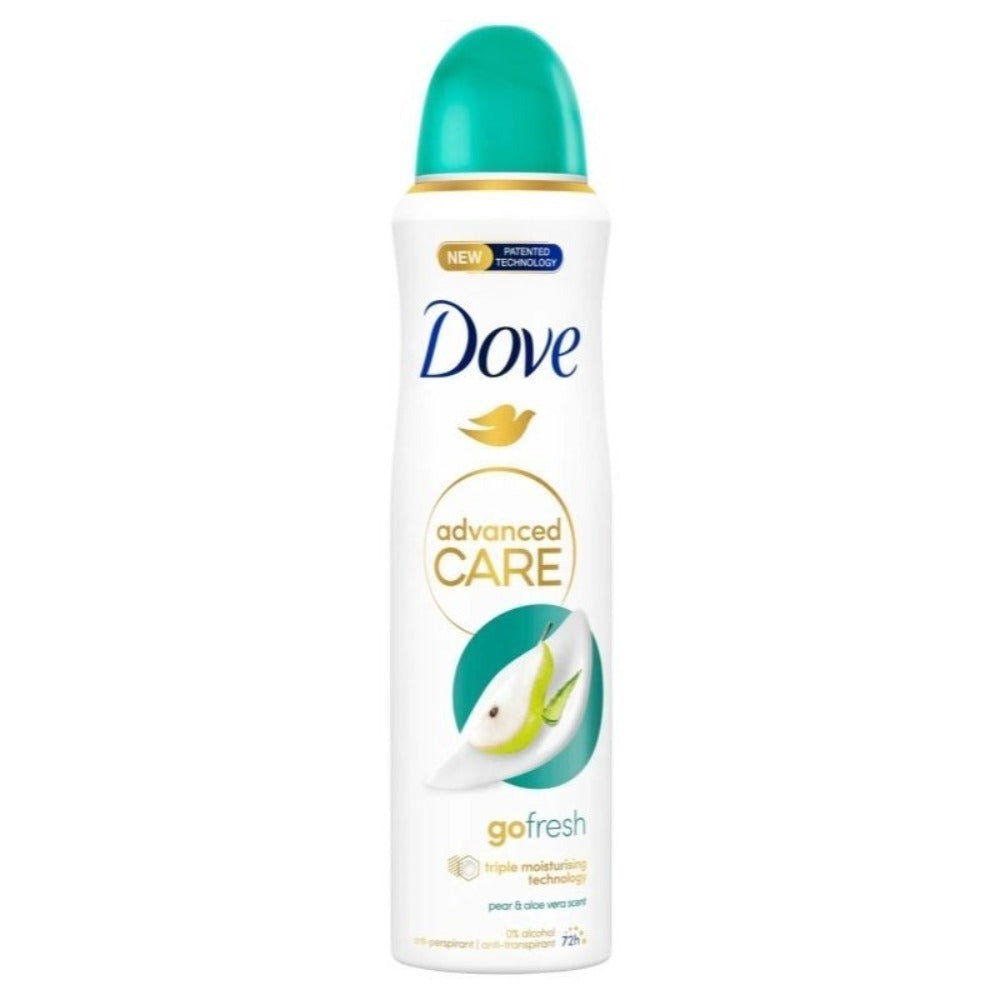 Deodorant Spray for Women 2 Pack – Dove Go Fresh Pear & Aloe Vera 150ml, 48H Fresh Protection, 0% Alcohol, Moisturizing Care, No White Marks, Quick-Dry Aerosol, Long-Lasting Fruity Scent, Daily Use Gym Travel