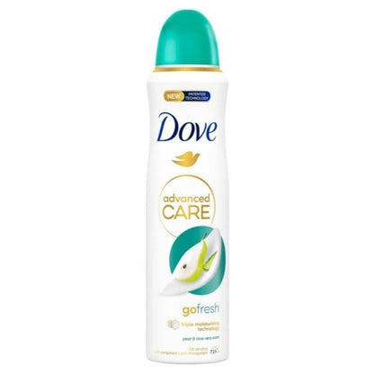 Deodorant Spray for Women 2 Pack – Dove Go Fresh Pear & Aloe Vera 150ml, 48H Fresh Protection, 0% Alcohol, Moisturizing Care, No White Marks, Quick-Dry Aerosol, Long-Lasting Fruity Scent, Daily Use Gym Travel