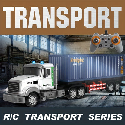 RC Container Semi Truck 1:24 Scale 23.6-Inch Extra Large | 2.4G 100ft Range, Load Cargo, USB Rechargeable | Remote Control Truck Toy for Kids Boys Girls Ages 6+