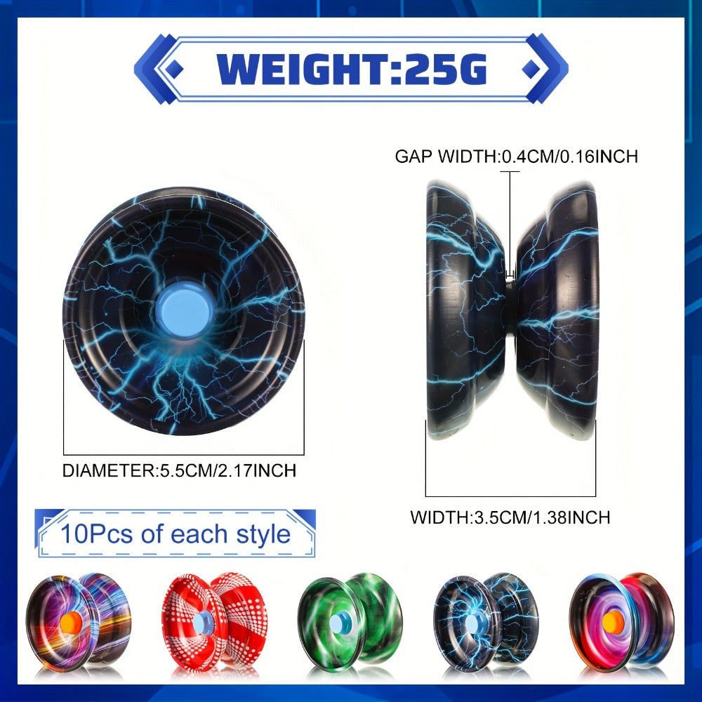 Metal Alloy Yoyo Bulk 50 Pcs Responsive Yo-Yo Set for Beginners Kids Adults Auto Return String Trick Yoyos Colorful Party Favors Gift Boys Girls Students
