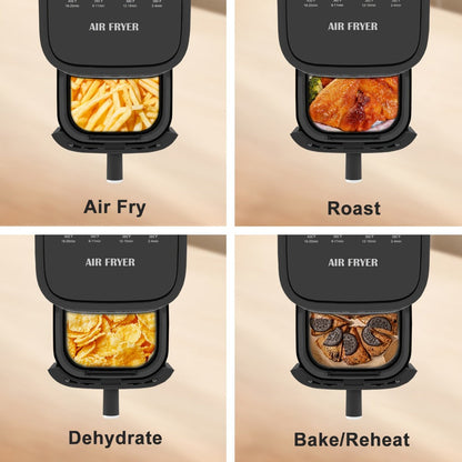 6 Quart Air Fryer with 8 Preset Functions – 6-in-1 Large Capacity Air Fryer Oven with Smart Cook Program, Stainless Steel Rack, Viewing Window & Interior Light