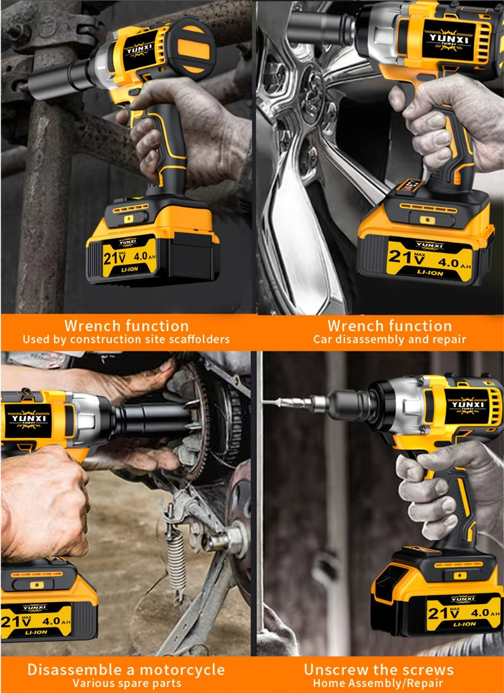 21V Cordless Impact Wrench Kit High Torque Brushless with 4000mAh Rechargeable Battery – Wireless Power Wrench Driver for Car Motorcycle Repair, DIY Home Projects, Gift for Mechanics & Men