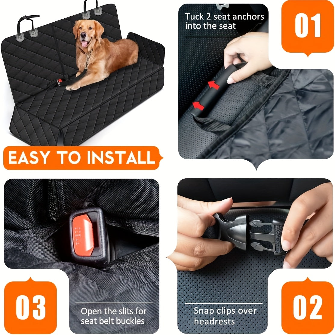 Back Seat Cover 60/40 Split Bench for Cars, Trucks, SUVs - Easy Cleanup Car Seat Protector Great for Messy Kids And Drooling Pet Dogs