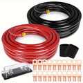 1/0 Gauge Copper-Clad Aluminum (CCA) Wire, (20ft Red + 20ft Black), (25ft Black + 25ft Red), with 20 Terminals, 20 Heat-shrink Tubes, And 1 Fuse Box; Battery Power/ground Cables, Car Audio Speakers, RV/trailer Amp Wiring Kits
