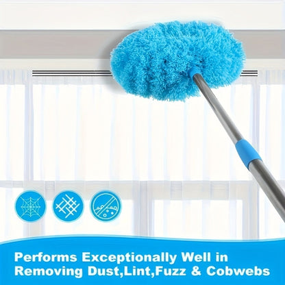 Ceiling Fan Cleaner Brush with Extension Rod – Detachable Washable Ultra-Fine Microfiber Duster for High Ceilings, Fans, Furniture & Cars, Long Reach Dust Brush Cleaning Tool Set (Blue)
