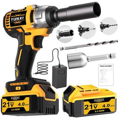 21V Cordless Impact Wrench Kit High Torque Brushless with 4000mAh Rechargeable Battery – Wireless Power Wrench Driver for Car Motorcycle Repair, DIY Home Projects, Gift for Mechanics & Men
