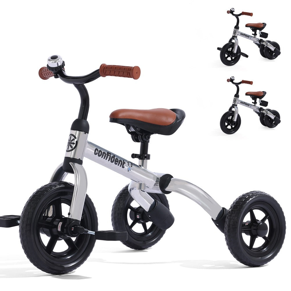 3-in-1 Kids Tricycle Balance Bike Carbon Steel Frame EVA Wheels Foldable Detachable Pedal Adjustable Seat 55 lb Indoor Outdoor Ride-On Gift Boys Girls Ages 2-5 Green