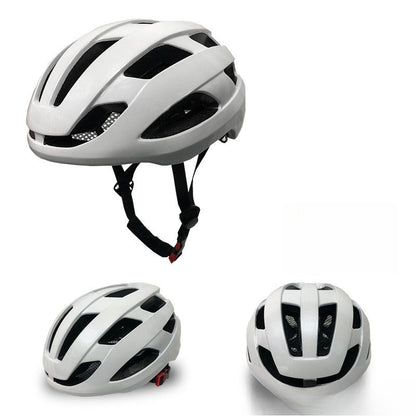 Bike Helmet Breathable with Night Warning Light – Unisex Road & Mountain Cycling Protective Cap | Adjustable Size L (21.26–24”) | Matte Black, Pearl White, Matte Pink