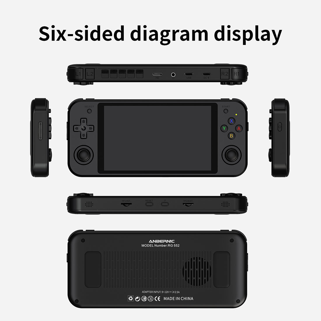 Anbernic RG552 Handheld Game Console Dual OS Android Linux Retro Emulator 5.36-Inch IPS 1920x1152 RK3399 4GB RAM HDMI USB 3.0 Active Cooling