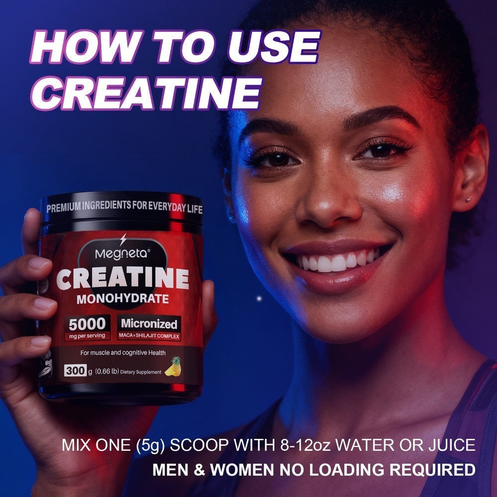 Micronized Creatine Monohydrate 5000mg Powder 300g 60 Servings – No Artificial Sweeteners or Flavors, Energy, Muscle Recovery & Mental Clarity