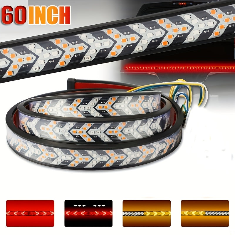 1pc, 60-Inch LED Tailgate Striped Light Designed for Trucks, Modern Vehicle Exterior Lighting, Featuring High Brightness Anti-Rear-End LED Light Bar, Fish Bone Arrowhead Lamp Suitable for Pickups And Suvs, Easy Installation Without Drilling