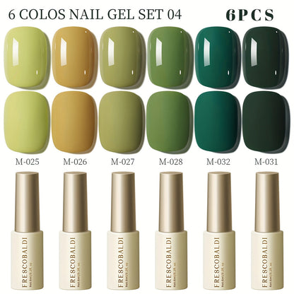 Solid Color Gel Nail Polish Set 6pcs Self-Leveling Soak-Off UV LED High Gloss Chip-Resistant – Popular Salon Shades for Daily Manicure, 8 Color Palettes Available, Nail Art Gift for Women