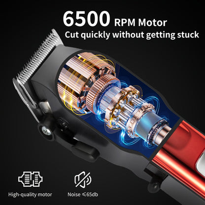 900mAh LCD Hair Clippers for Men – USB Rechargeable Cordless Electric Trimmer with Limit Combs & Cleaning Brush, Professional Fade Barber Clipper for Home Use, Black Red