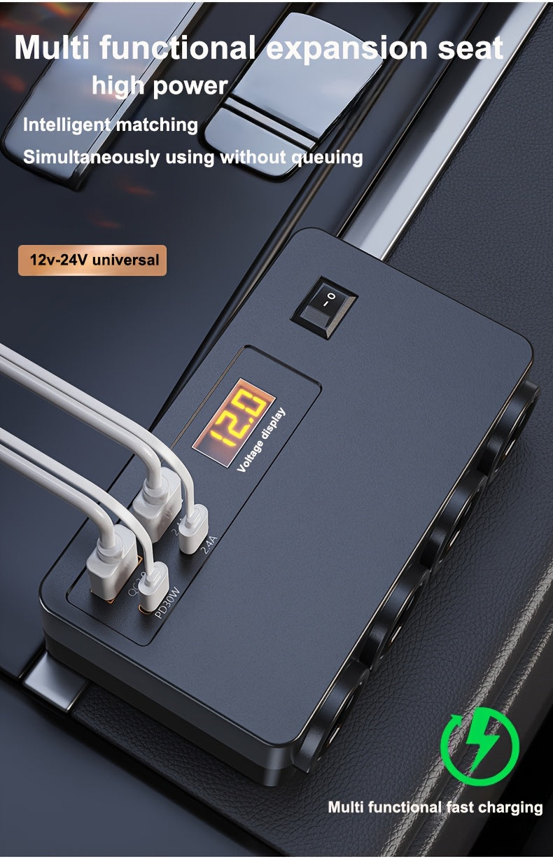 Multi-Functional Electronic Fast Charger for New with USB And PD Port, 12V/24V Automobile Power Socket Converter