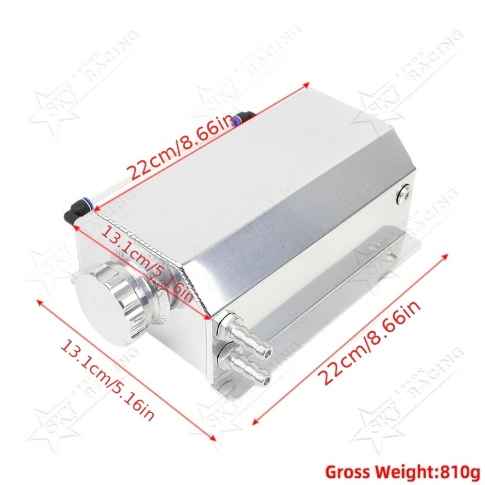 Coolant Overflow Reservoir Tank - 2L Universal Polished Aluminum Expansion Catch Can, Radiator Coolant Recovery Tank for Chevy, GMC, Buick & Most Vehicles