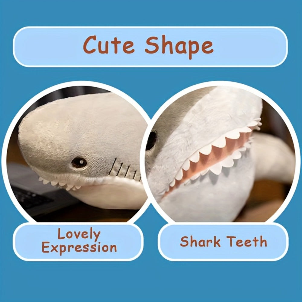 Shark Stuffed Animal Plush Pillow 24 Inch – Jumbo Soft Cute Shark Plush Toy for Kids Boys Girls Adults, Ocean Sea Animal Cuddle Pillow, Birthday Christmas Holiday Gift, Blue Grey Rainbow Colors