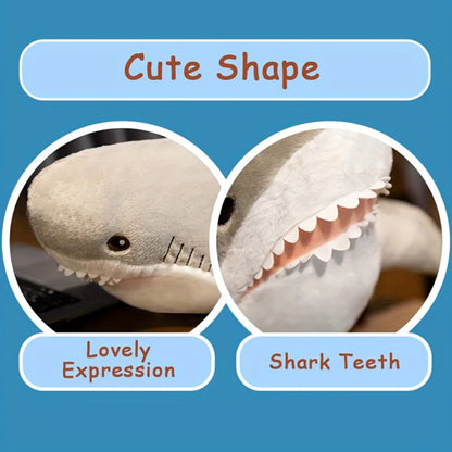 Shark Stuffed Animal Plush Pillow 24 Inch – Jumbo Soft Cute Shark Plush Toy for Kids Boys Girls Adults, Ocean Sea Animal Cuddle Pillow, Birthday Christmas Holiday Gift, Blue Grey Rainbow Colors