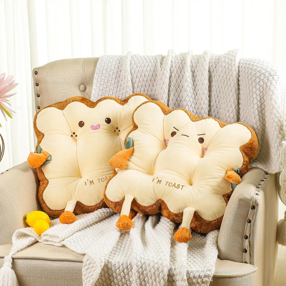 Toast Chair Cushion Bread Pillow Toast Seat Cushion Bread Plush Pillow Cushions Kawaii Office Desk Chair Car Additions Food Pillows Gift for Birthday Christmas Sofa Bedroom