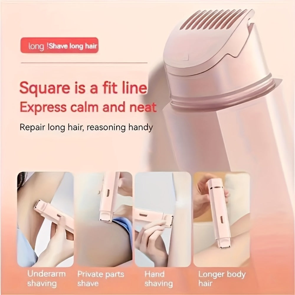 Bikini Trimmer Electric 2-in-1 Rechargeable Dual-Head Face Shaver for Women - Stainless Steel Blade USB Cordless Hair Remover for Bikini Line Face Arms Thighs Body Portable Gift