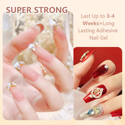 Nail Glue for Rhinestones 2pcs — LED Cured Super Strong Gel Adhesive for 3D Charms, Gems & Bling Nail Art Decorations | Alcohol-Free Transparent Crystal Nail Glue | Professional Nail Art Adhesive