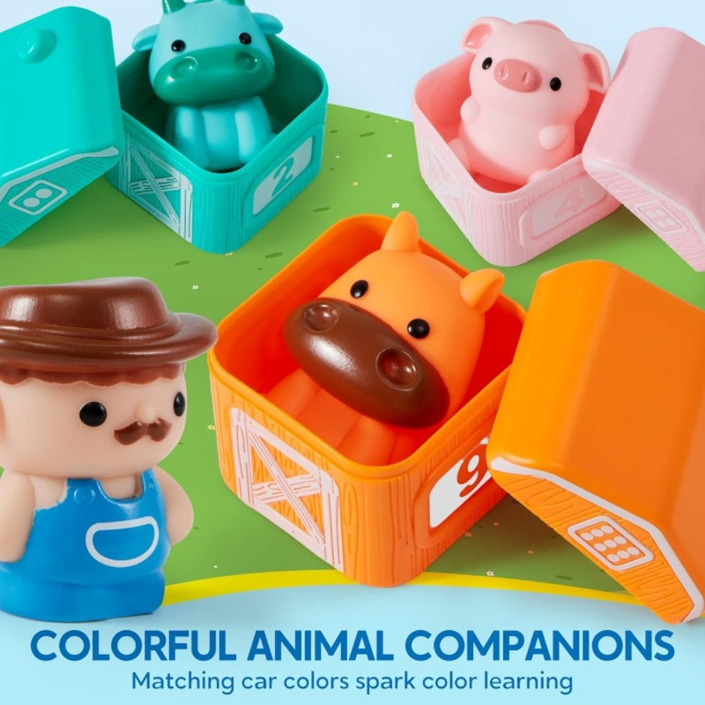 Farm Number Train Learning Toy for Toddlers with 9 Farm Animals & Farmer – Counting Sorting Matching Educational Train Set for Baby Boys Girls Ages 1-3 Birthday Christmas Gift