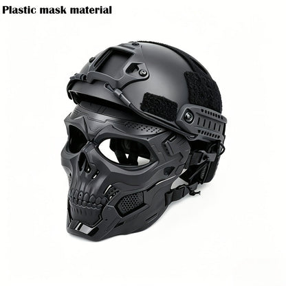 FAST Tactical Helmet & Skull Mask Set ABS Adjustable Knob for CS Paintball Airsoft – Cosplay Halloween Rave Party Photo Prop Bar Club Music Festival Gift, Black