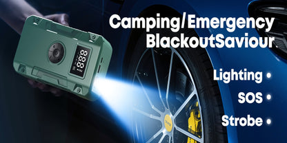 Jump Starter 10000A 7-in-1 with Air Pump – 150PSI Tire Inflator, Portable Battery Booster for Gas & Diesel, USB & USB-C Power Bank, LED Emergency Light