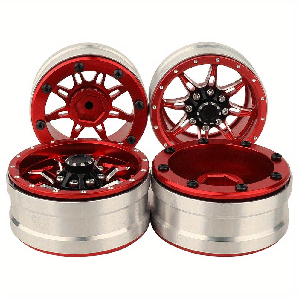 1.9" Beadlock Wheel Rims for RC Crawler 4pcs – Aluminum Alloy Metal Hub Upgrade Set for Axial SCX10 SCX10 III CC01 D90 TRX4 TRX6 1/10 Scale Rock Crawler