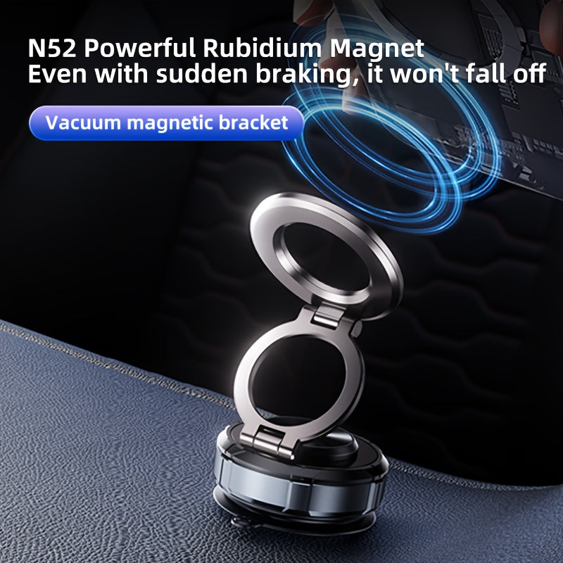 360° Magnetic Car Phone Mount – Rotatable Vacuum Dashboard Holder for MagSafe iPhone 16/15/14/13/11 Pro Max & Android, Universal Magnetic Phone Holder for Car, Gym & Smooth Surfaces
