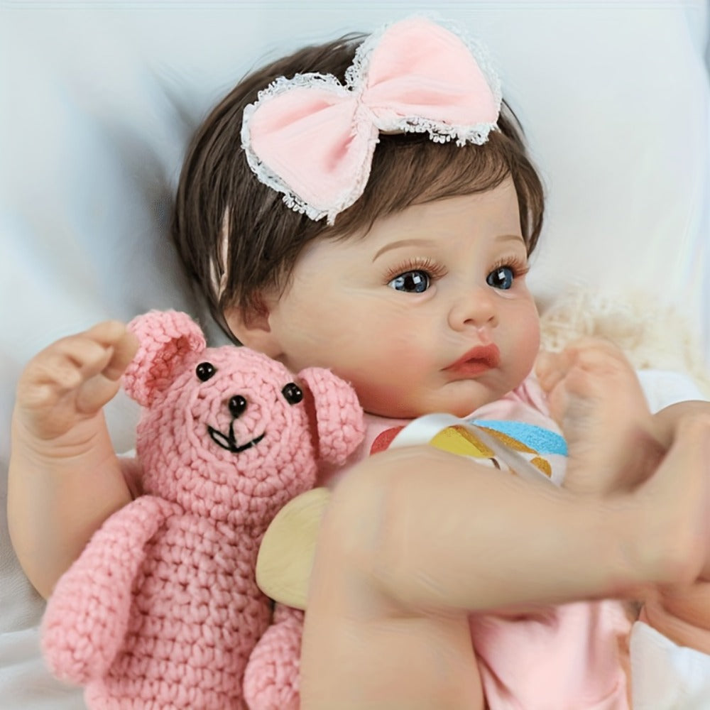 Realistic Newborn Reborn Baby Doll Soft Body Lifelike Hand-Painted Skin Infant Toy Nurturing Companion Gift for Kids Girls Ages 3+ Birthday Halloween Christmas