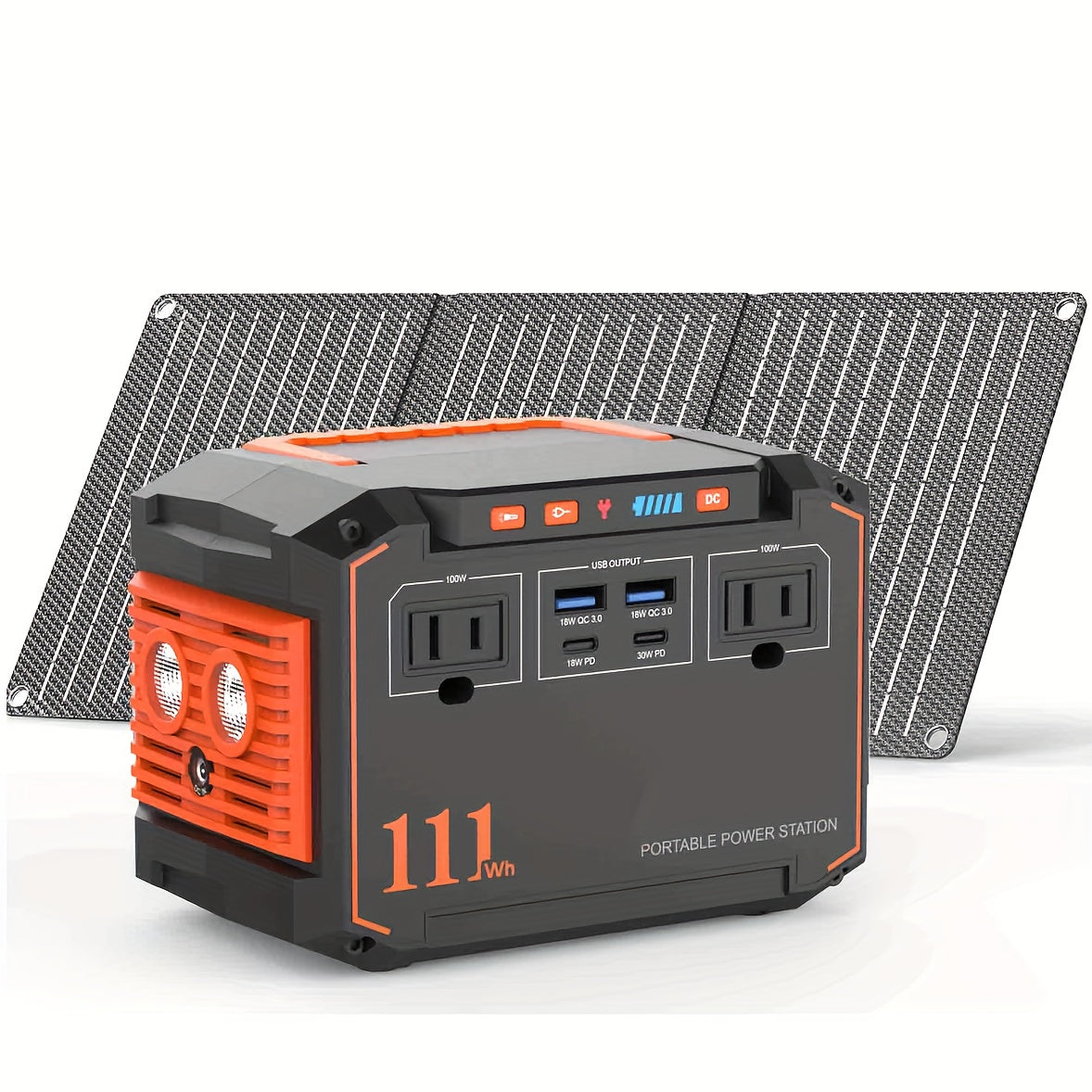 [Portable, Outdoor Camping] 88.8Wh/111Wh/240Wh Portable Generator Power Station, Including 30W/60W Solar Panel (Optional), Backup Battery, AC/DC/USB Ports, Suitable for Camping Tents, Emergency Outdoor Home Use, CPAP, Fans, Laptops, Mini Fridges, Emergenc
