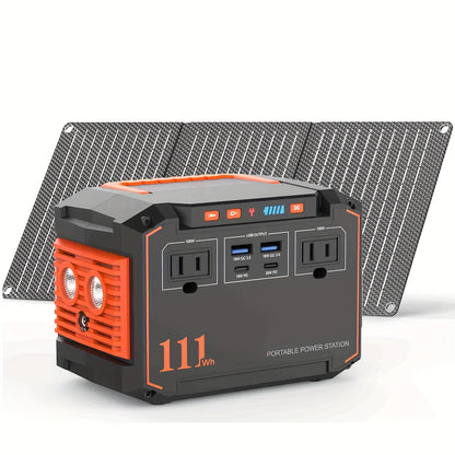 [Portable, Outdoor Camping] 88.8Wh/111Wh/240Wh Portable Generator Power Station, Including 30W/60W Solar Panel (Optional), Backup Battery, AC/DC/USB Ports, Suitable for Camping Tents, Emergency Outdoor Home Use, CPAP, Fans, Laptops, Mini Fridges, Emergenc