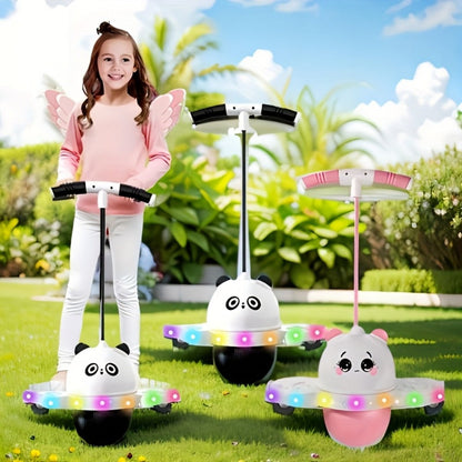 LED Light-Up Pogo Ball for Kids & Adults Colorful Bounce Board 200 lb Capacity Balance Coordination Trick Jumper Indoor Outdoor Active Play Gift Boys Girls Ages 5+ Pink Black