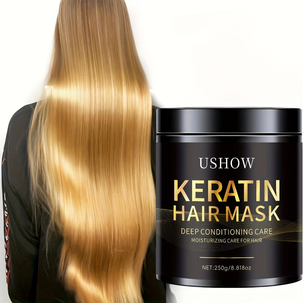 Deep Conditioning Keratin Hair Mask 250g with Collagen – Repairs Dry & Damaged Hair, Anti-Breakage, Reduces Split Ends, Softens & Strengthens, Color-Treated Safe, 8.8oz