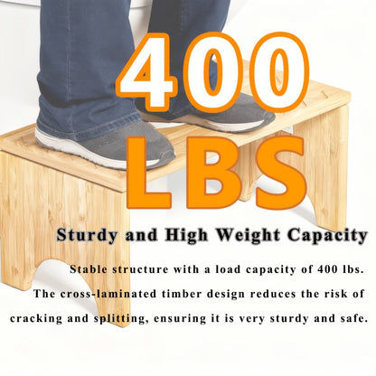 Toilet Stool Foldable Bamboo Squatting Stool – Ergonomic 7-Inch Height for Natural Constipation Relief | Collapsible Non-Slip Bathroom Footstool for Space Saving, Travel & Easy Storage