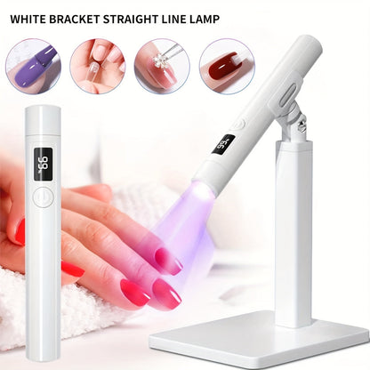Gel Nail Lamp 360° Rotating Head with Digital Timer 45s/60s & Bonus Nail Stamp – USB Powered LED Gel Polish Curer with Condenser Lens for Home Manicure & Nail Art, White Pink