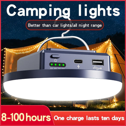 Portable Camping Lantern Rechargeable – USB LED Camp Light with 18650 Battery, 3 Color Options, Dimmable Tent Light for Power Outages, Fishing, Hiking, Beach & Emergency Survival Gear
