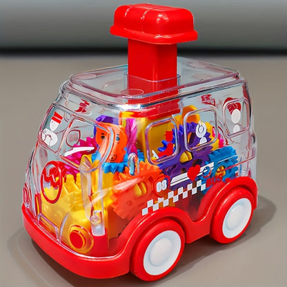Gear Toy Cars for Toddlers 3-Pack, Transparent Body See-Through Gear Mechanism Push-and-Go Vehicle Set, Red Yellow Blue Police Cars, Educational STEM Toy for Kids Ages 2-6, Birthday Gift for Boys Girls