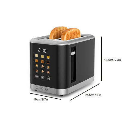 Stainless Steel Toaster 2 Slice with LED Display & Extra Wide Slots – 6 Shade Settings, Defrost Reheat Cancel Functions, Removable Crumb Tray, Compact Design for Bagels, Waffles & Bread